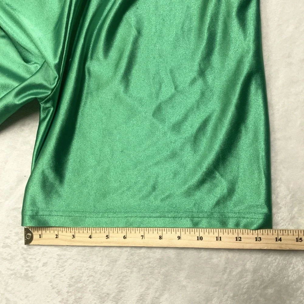 Vintage Made in Canada Shiny Silky Dazzle Shorts Mens Large Green Baggy Y2K 90s - Picture 6 of 8